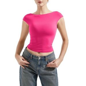 Pink Crop Top Swim bikini Cover up